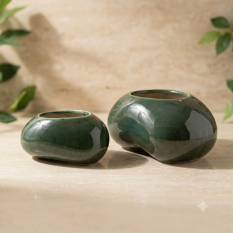 Sage Green Ceramic Planter Set of 2