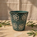 Meadow Bloom Ceramic Planter With Teal Finish