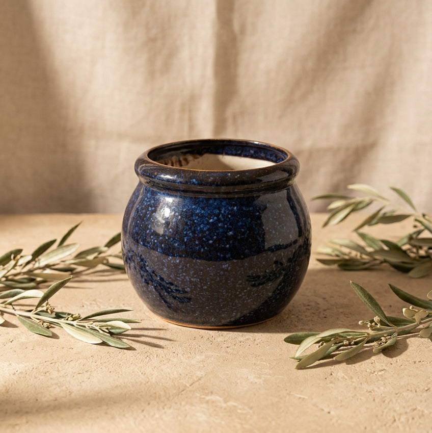 Midnight Blue Glazed Ceramic Planter